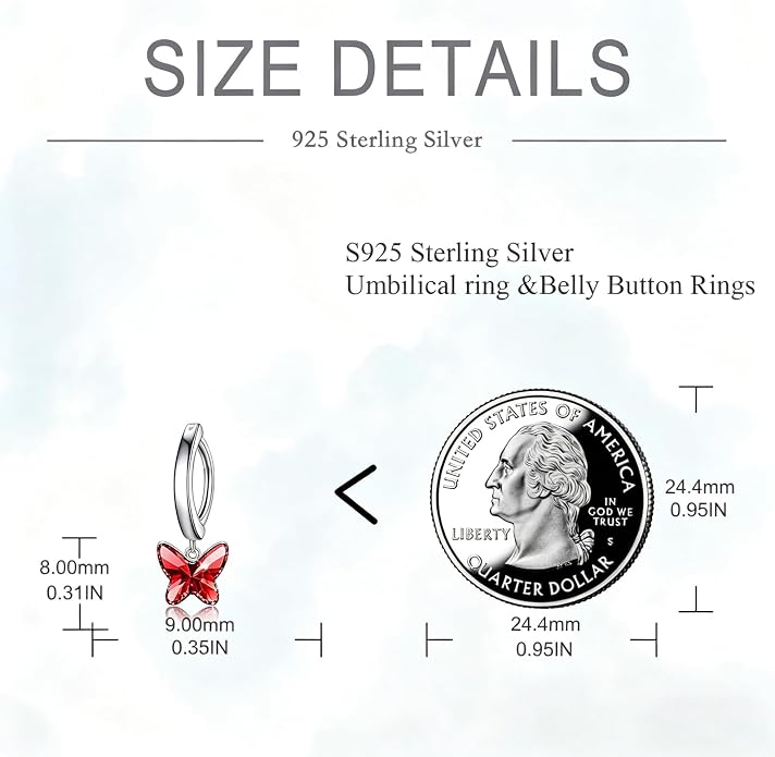 Dangle Clicker Belly Button Ring for Women Surgical Sterling Silver Belly Ring Simple Reverse Navel Rings Body Jewelry