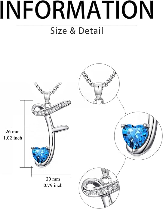 Birthday Gifts for Women Alphabet A to Z Initial Birthstone Pendant Necklaces for Women - 18k White Gold Plated Personalized Name Jewelry Anniversary Graduation Gifts for Wife Her Daughter Girlfriend(with Gift Box)