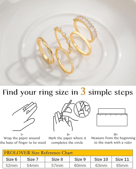 Stackable Silver/Gold Rings for Women Non Tarnish Trendy Dainty 14K Gold Plated Stacking Cubic Zirconia Thumb Ring Set Minimalist Promise Wedding Bands Engagement Rings for Women Size 6-10
