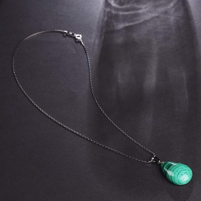 iSTONE 925 Sterling Silver Natural Crytral for Womens Pendant Necklace, Gemstone Birthstone with 17.8" Silver Chain Ladies