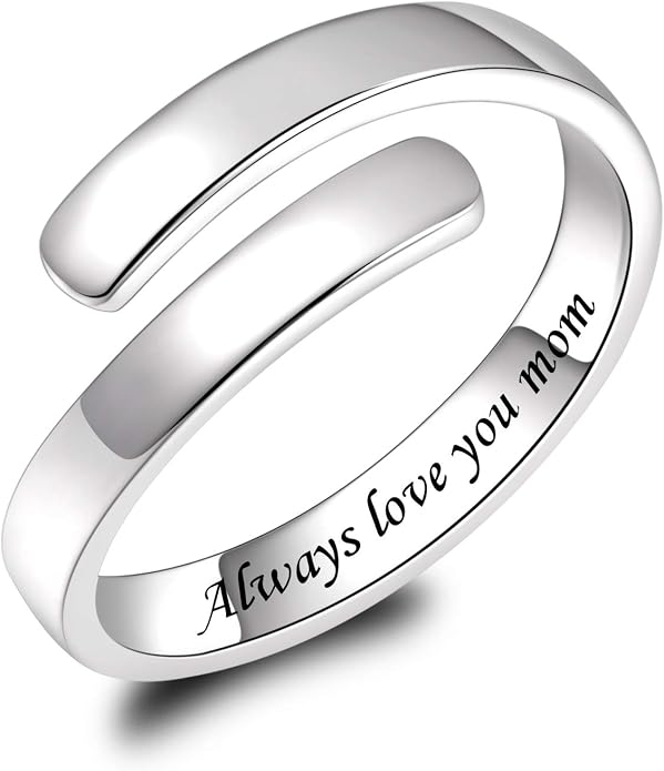 BEILIN 925 Sterling Silver Inspirational Jewelry Rings Adjustable Ring Personality Encouragement Gift for Teens Women