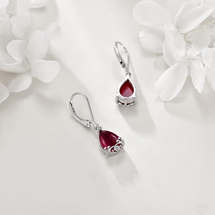 POPLYKE Celtic Filigree Teardrop Drop Dangle Earrings Sterling Silver Leverback Earrings Jewelry for Women