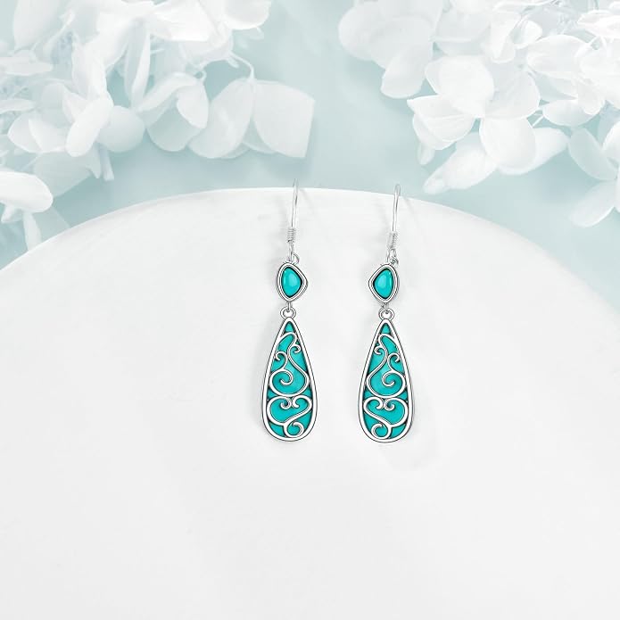 TIGER RIDER Abalone Shell 925 Sterling Silver Dangle Earrings Lightweight Filigree Dangle Drop Earrings for Women