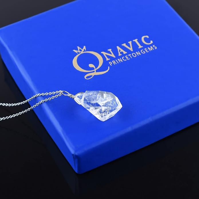 Raw Gemstone Dainty Pendant Necklace for Women, Trendy Healing Chakra Crystal, Birthstone Handmade 925 Sterling Silver Adjustable 18 inch Chain Jewelry, Birthday Gifts