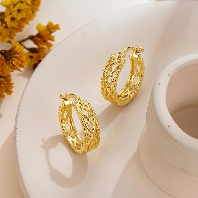 Gold Dainty Hoop Earrings for Women Hypoallergenic Lightweight 14K Gold Huggie Earrings Jewelry Valentines Day Gifts for Wife Girlfriend Her