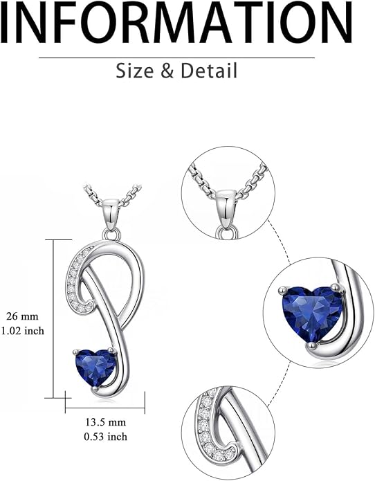 Birthday Gifts for Women Alphabet A to Z Initial Birthstone Pendant Necklaces for Women - 18k White Gold Plated Personalized Name Jewelry Anniversary Graduation Gifts for Wife Her Daughter Girlfriend(with Gift Box)