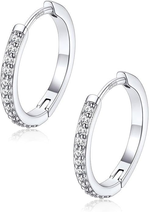 FaithHeart 925 Sterling Silver Post Huggie Hoop Earrings for Women, Silver Small Hoop Earring, Hypoallergenic Cartilage Earrings for Women