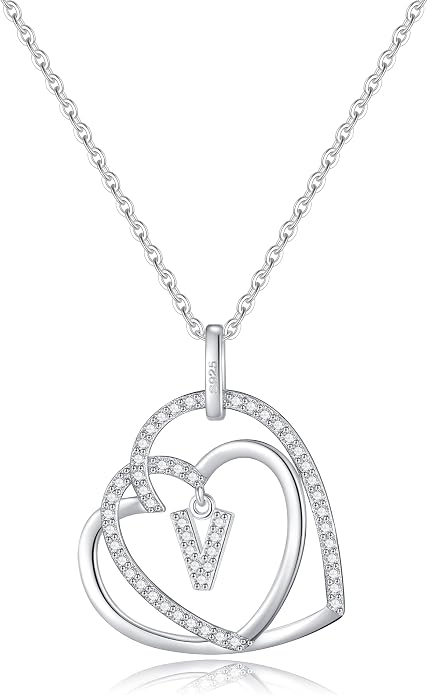 Infinity Heart Necklaces for Women, S925 Sterling Silver Initial Necklace Womens Jewelry Mothers Day Gifts Girls Valentines Gifts for Her Christmas Birthday Gifts for Women Mom Wife Girlfriend