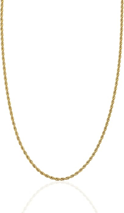 CRAFTD - Gold Rope Link Chain - Durable 18K Gold & 316L Stainless Steel - Waterproof, Heat & Sweat Resistant - Gifts for Men - Men's Jewelry