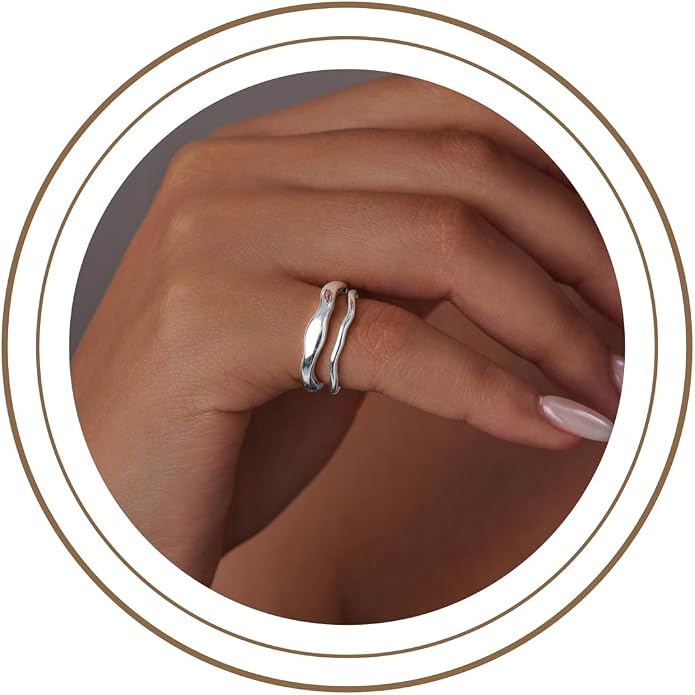 Gold Rings for Women Men Non Tarnish, Waterproof Chunky 14K Gold Plated Dainty Stackable Rings Trendy Statement Pinky Thumb Rings Engagement Eternity Wedding Band Ring Stacking Gold Jewelry Size 3 4 5 6 7 8 9 10 11
