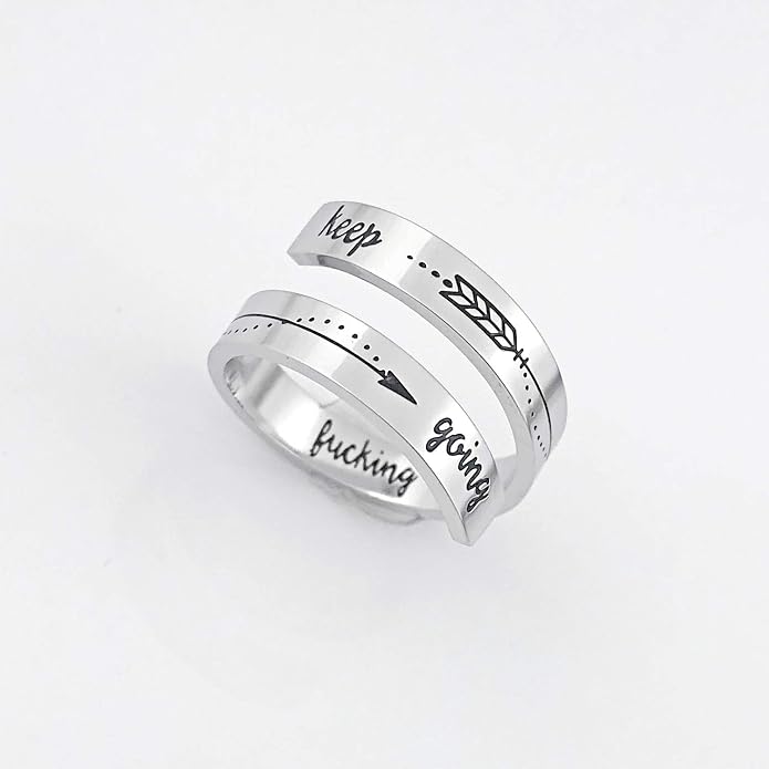 Inspirational Rings for Women Statement Stainless Steel Spiral Wrap Twist Ring Encouragement Personalized Jewelry Birthday Gifts