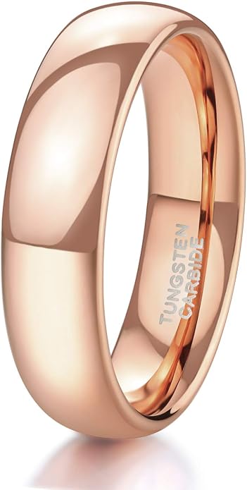 TRUMIUM 2mm 4mm 6mm 8mm Tungsten Wedding Band Ring for Men Women Silver/Rose Gold Plated/Rainbow/Gold Plated Domed High Polish Engagement Promise Rings Comfort Fit 4-15