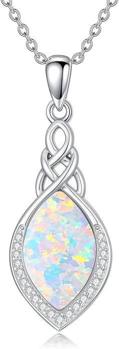 PELOVNY Celtic Knot Necklaces for Women 925 Sterling Silver Gemstone/Birthstone Teardrop Infinity Necklace Irish Celtic Pendant Jewelry Gifts for Mom Daughter Wife