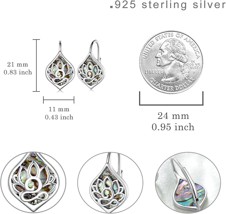 Lotus Earrings 925 Sterling Silver Yoga Lotus Jewelry Lever back Earrings Stud Earrings Gifts for Women Mom