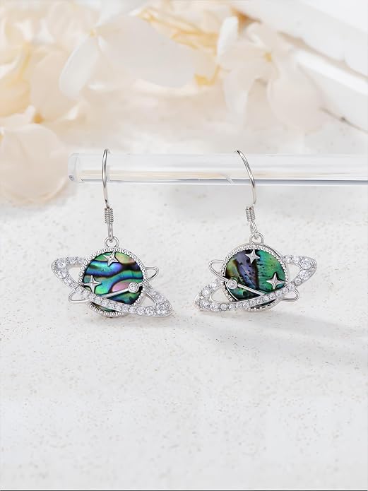Midari Hummingbird/Butterfly/Lotus Earrings for Women 925 Sterling Silver Abalone Shell Animal Earrings Dangle for Women Abalon Moonstone Jewelry Gifts for Women Mom
