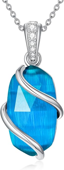 HPQQ Necklace for Women 925 Sterling Silver Dainty Gemstone Pendant Fine Jewelry Birthday Mothers Day Gifts for Mom Wife Her