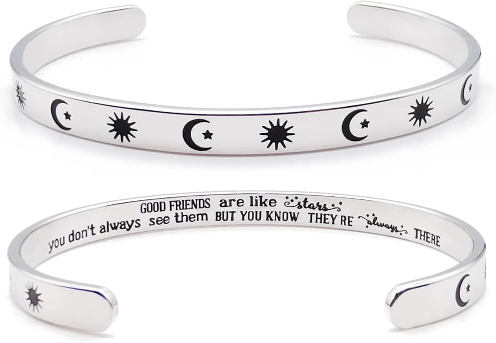 Dczosily Inspirational Bracelets for Women Stainless Steel Cuff Bracelet Engraved Jewelry Motivational Bangles Personalized Gifts for Best Friend/Mom