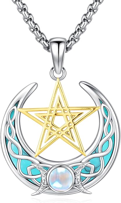 Witchy Jewelry for Women Men Nudo De Bruja Plata 925 Original Witches Knot Necklace Tetragrammaton Hecate Necklace Lilith Necklace Pentagram Necklace Cat Necklace Triple Moon Goddess Pendant Necklace
