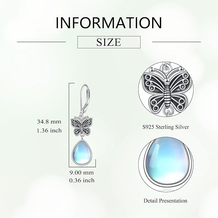 POPLYKE Dragonfly Butterfly Hummingbird Sunflower Earrings 925 Sterling Silver Abalone Shell Moonstone Leverback Earrings Jewelry