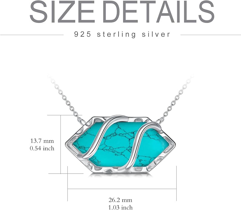 HPQQ Teardrop Necklace 925 Sterling Silver Filigree Gemstone Pendant Necklace Fine Jewelry Birthday Mother's Day Gifts for Women Her Mom