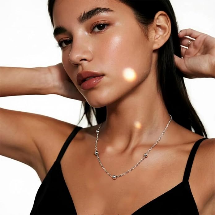925 Sterling Silver Bead Chain Necklace for Women Simple Dainty Satellite Beaded Chain Necklace, Sturdy Chains Necklaces Jewelry with Lobster Clasp | 16/18/20/22/24 Inches