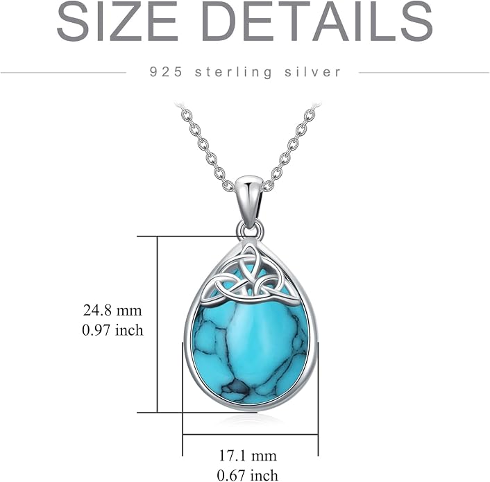 PELOVNY Celtic Knot Necklaces for Women 925 Sterling Silver Gemstone/Birthstone Teardrop Infinity Necklace Irish Celtic Pendant Jewelry Gifts for Mom Daughter Wife