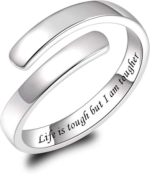 BEILIN 925 Sterling Silver Inspirational Jewelry Rings Adjustable Ring Personality Encouragement Gift for Teens Women