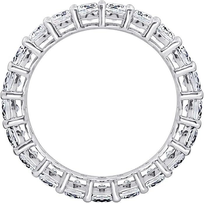 Amazon Essentials Platinum or Gold Plated Sterling Silver All-Around Band Ring set with Round Infinite Elements Cubic Zirconia