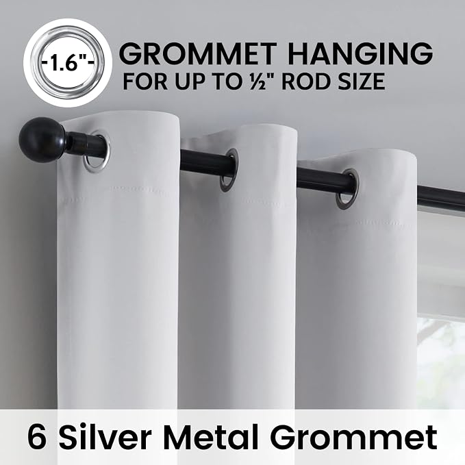 SimpleHome White 100% Blackout Curtains Room Darkening Living Room 63 Inch | Curtains for Bedroom,Thermal Insulated Grommet Window Drapes,Curtains for Living Room with Black Back,38 x 63 Inch,2 Panels
