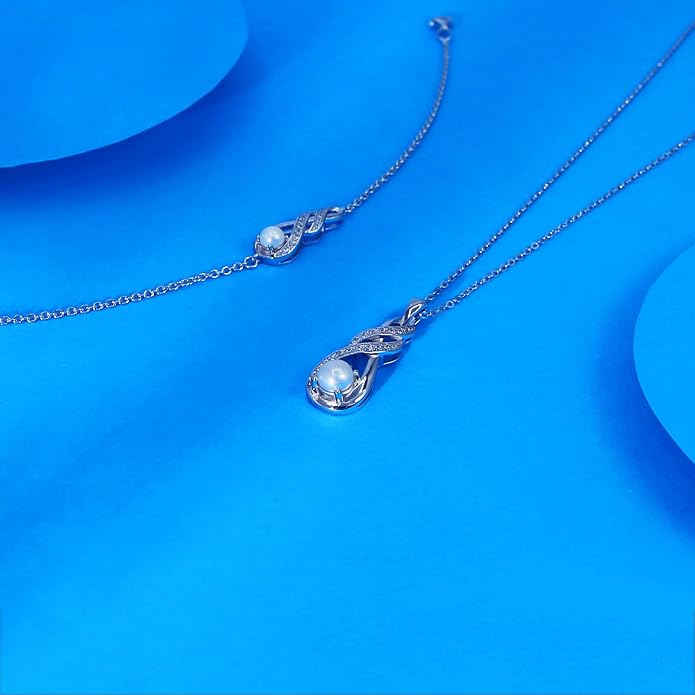 Birthstone Necklaces for Women 925 Sterling Silver Infinity Pendant Created Gemstone Jewelry for Her, 16"+2"