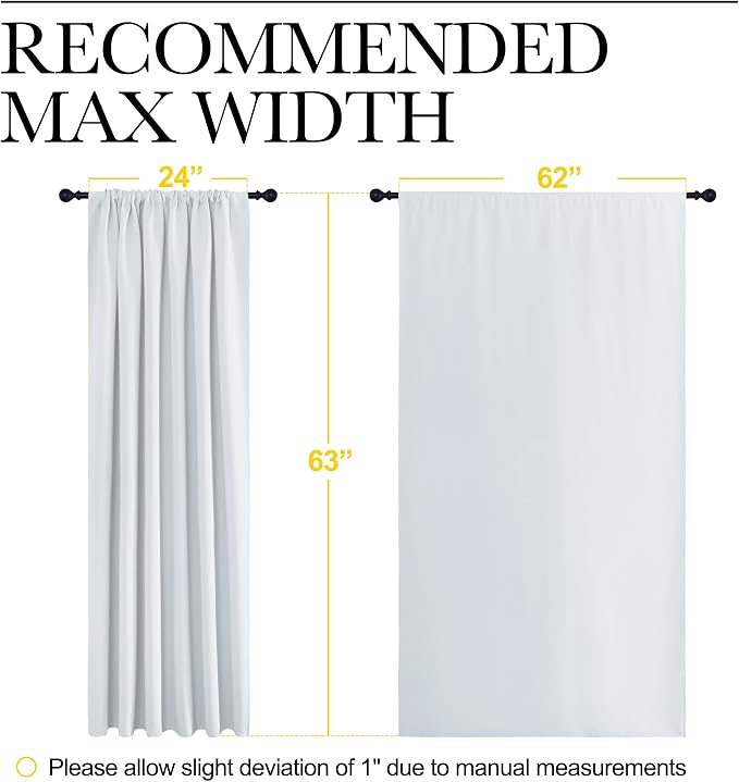 NICETOWN Bedroom Window Curtain Panels - Window Treatment Thermal Insulated Rod Pocket Room Darkening Curtains/Drapes for Patio Door (Greyish White, 2 Panels, 62 in x 63 in (W x L))