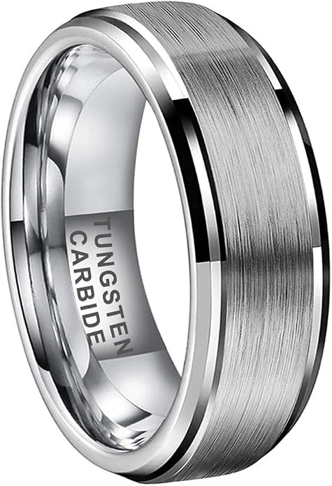 TUTISS 6mm 8mm Tungsten Rings for Men Women Fashion Engagement Wedding Bands Brushed Finish Stepped Beveled Edges Comfort Fit