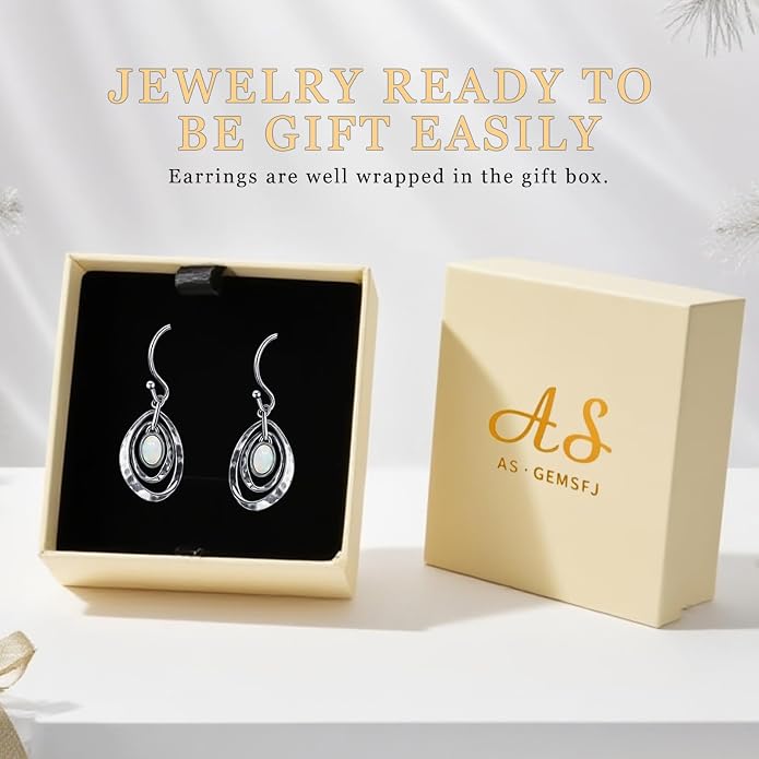 Real 925 Sterling Silver Trendy Dangle Earrings for Women | White Gold Plated | Hypoallergenic Turquoise/Black Onyx/Opal Filigree Jewelry Lightweight Celtic Lover Knot Leverback Earrings Gifts
