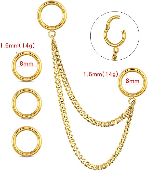 Casvort 14G Seamless Septum Piercing Rings Segment Tragus Hoop Rings 316 Surgical Stainless Steel Helix Ring Stacks for Stretched Ear Lobe Clickers Ear Hangers Body Jewelry