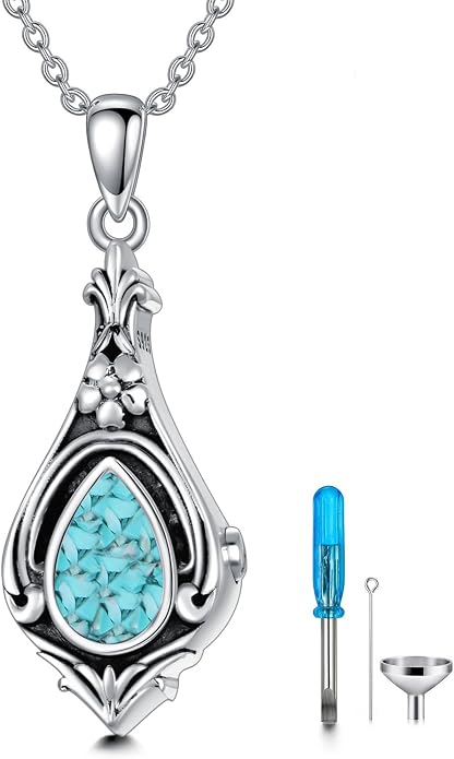Seiyang Urn Necklace for Ashes 925 Sterling Silver with Birthstone Cremation Jewelry Keepsake Ashes Pendant Necklace Memorial Jewelry for Women Loved One