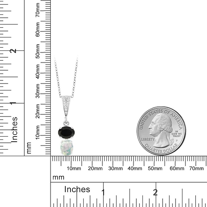 Gem Stone King 2-Stone Gemstone Birthstone Pendant Necklace for Women in 925 Sterling Silver | Oval 8x6MM | 18 Inch Silver Chain | Fine Jewelry for Her Mom Wife