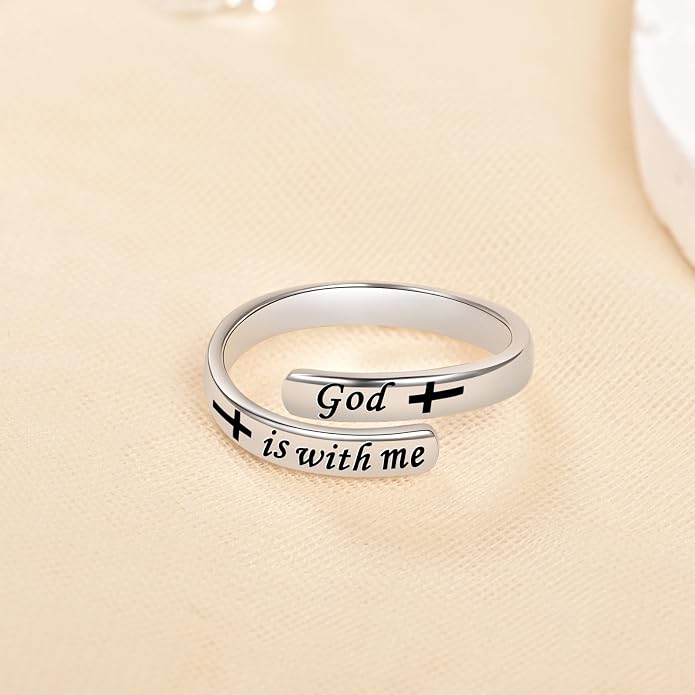 BEILIN 925 Sterling Silver Inspirational Jewelry Rings Adjustable Ring Personality Encouragement Gift for Teens Women