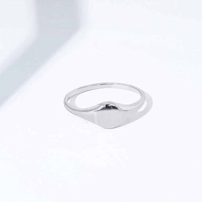 Amazon Essentials 14K Plated Sterling Silver Round Signet Ring