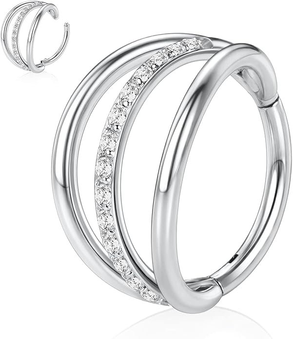 316L Surgical Steel Septum Clicker Ring Nose Ring Hoop Sleeper Hoop Earring Helix Rook Conch Cartilage Daith Tragus Earrings Lobe Nose Piercing Jewelry for Women
