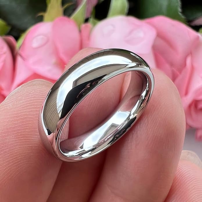 TUTISS 2mm 3mm 4mm 5mm 6mm 7mm 8mm 10mm White Tungsten Rings for Men Women Engagement Wedding Bands Domed Polished Shiny Comfort Fit