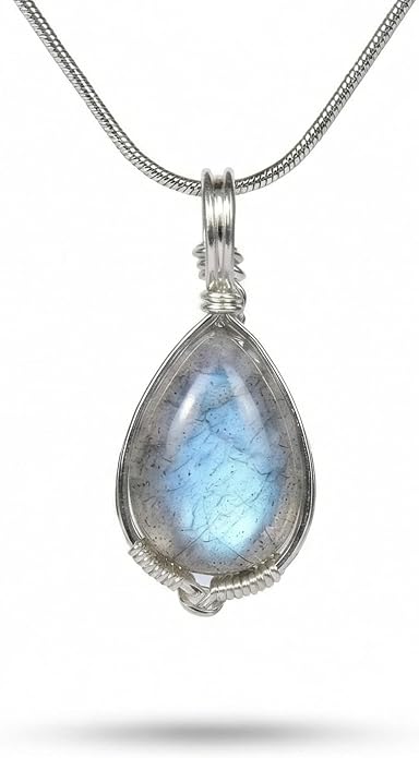 Natural Faceted Labradorite Pendant Necklace – Unique Stone of Magic & Transformation, Iridescent Flash Gemstone Jewelry, Handmade Healing Crystal Gift for Women, Birthday, Anniversary, Spiritual Awakening & Intuition