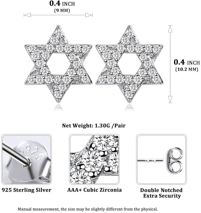 ChicSilver 925 Sterling Silver Earrings Dainty Bar/Circle/Triangle/Star/Ball Stud Earrings for Women with Gift Box, Hypoallergenic Earrings for Sensitive Ears
