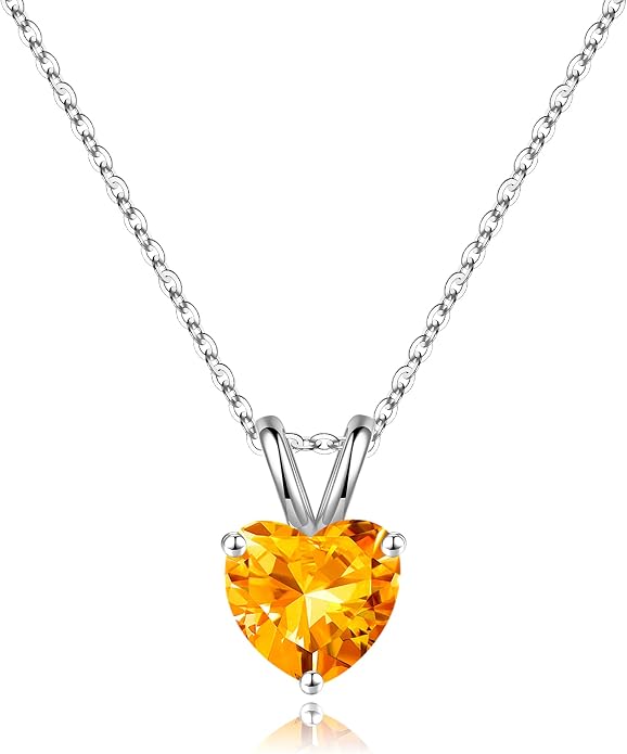 SMILEST Dainty Heart Birthstone Necklace for Women, 925 Sterling Silver Necklace Sparkling Heart Pendant, Anniversary Birthday Gifts for Women Mom Wife Daughter Girlfriend Grandma
