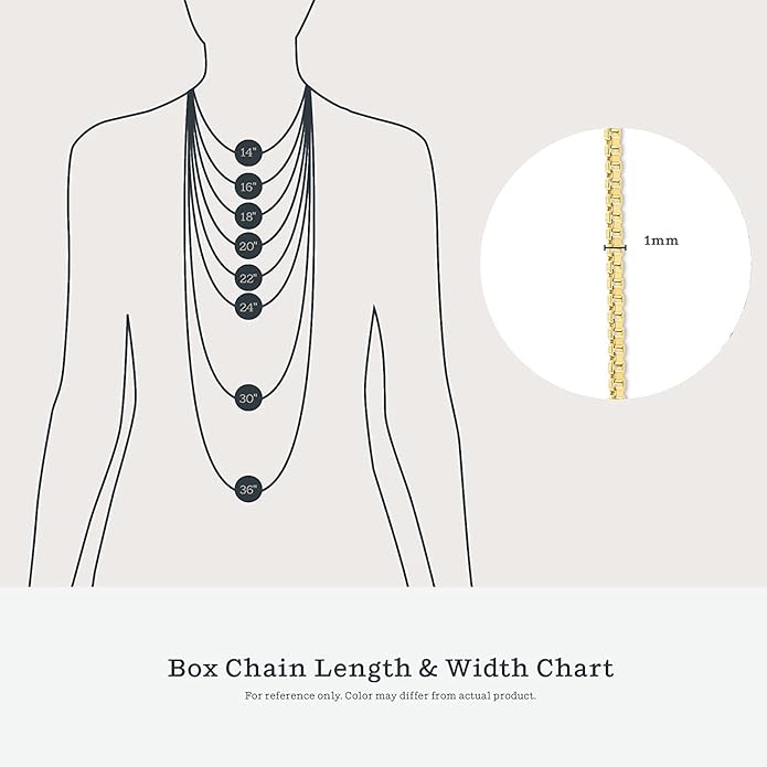 KEZEF 18K Gold Plated 925 Sterling Silver Box Chain Necklace for Women, 1mm Thin & Sturdy Italian Chain Necklace, Rose Gold & Silver Available, 15/16/18/20/22/24/30 Inch