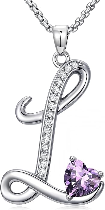 Birthday Gifts for Women Alphabet A to Z Initial Birthstone Pendant Necklaces for Women - 18k White Gold Plated Personalized Name Jewelry Anniversary Graduation Gifts for Wife Her Daughter Girlfriend(with Gift Box)