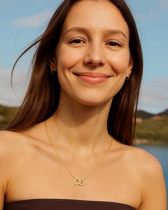 Celestial Necklace for Women: 14K Gold Plated Compass Sun Star Moon Phase Pendant, Boho Spiritual Gemstone Jewelry Anniversary Graduation Birthday Christmas Gift for Her Wife Girlfriend Daughter