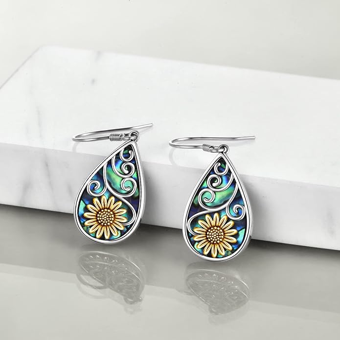 POPLYKE 925 Sterling Silver Tree of Life Dangle Earrings for Women Fashion Abalone Shell Jewelry Gifts for Mom Sister Friend Birthday