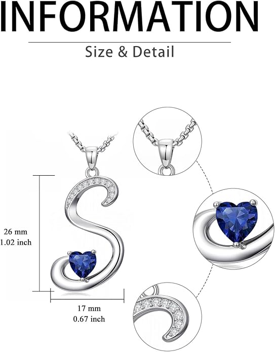 Birthday Gifts for Women Alphabet A to Z Initial Birthstone Pendant Necklaces for Women - 18k White Gold Plated Personalized Name Jewelry Anniversary Graduation Gifts for Wife Her Daughter Girlfriend(with Gift Box)