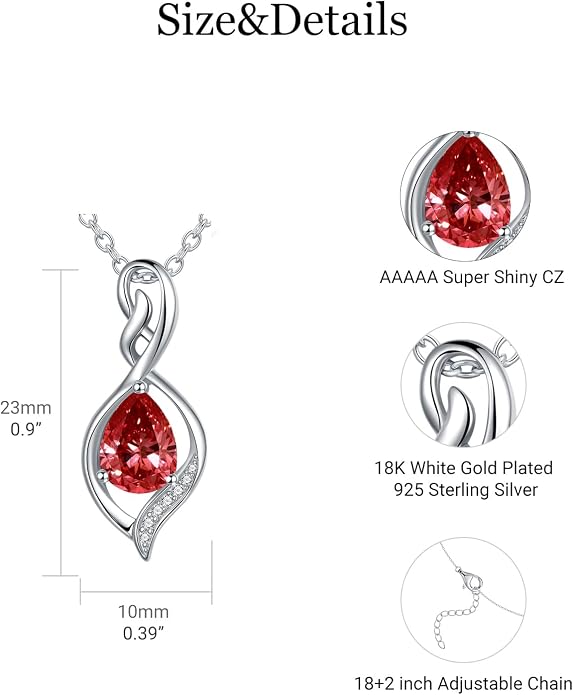 Infinity Birthstone Necklace for Women 925 Sterling Silver Dainty Infinity Pendant Jewelry Birthday Mothers Day Gifts for Mom Women Wife