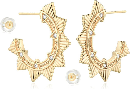 MYEARS Women Hoop Earrings Gold 14K Gold Filled Small Simple Handmade Hypoallergenic Everyday Illusion Jewelry